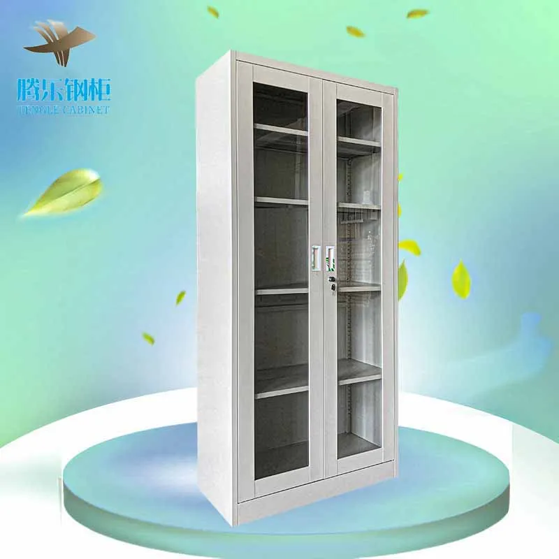 Fire Proof Industrial Adjustable Double Home Swing 2 Door Modern Furniture Storage Office Steel Metal Glass Door File Cabinet
