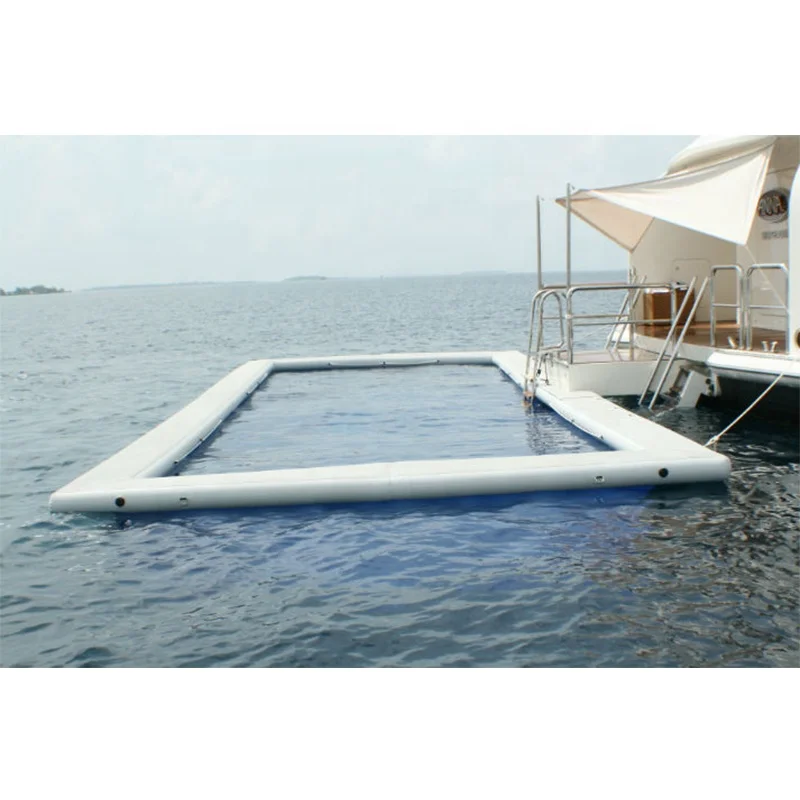 Drop stitch dwf inflatable floating water sea pool with protection mesh net