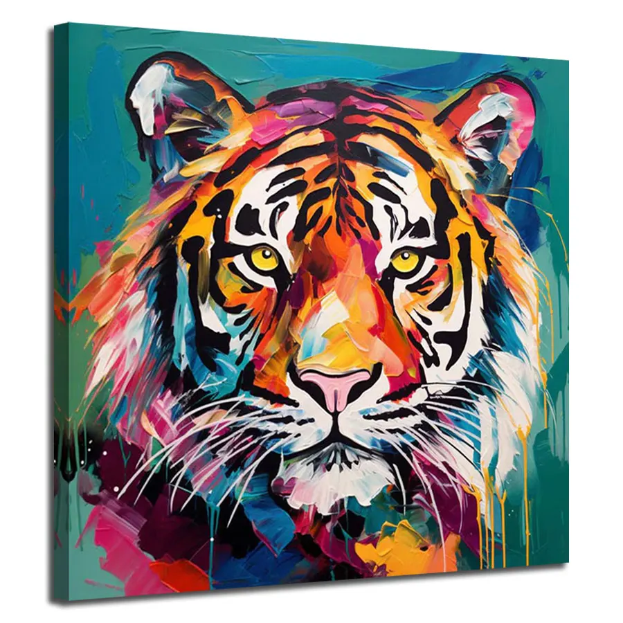Original Art OEM/ODM Colours Tiger Paintings Handmade Impressional Abstract Home Decor Animal Oil Painting