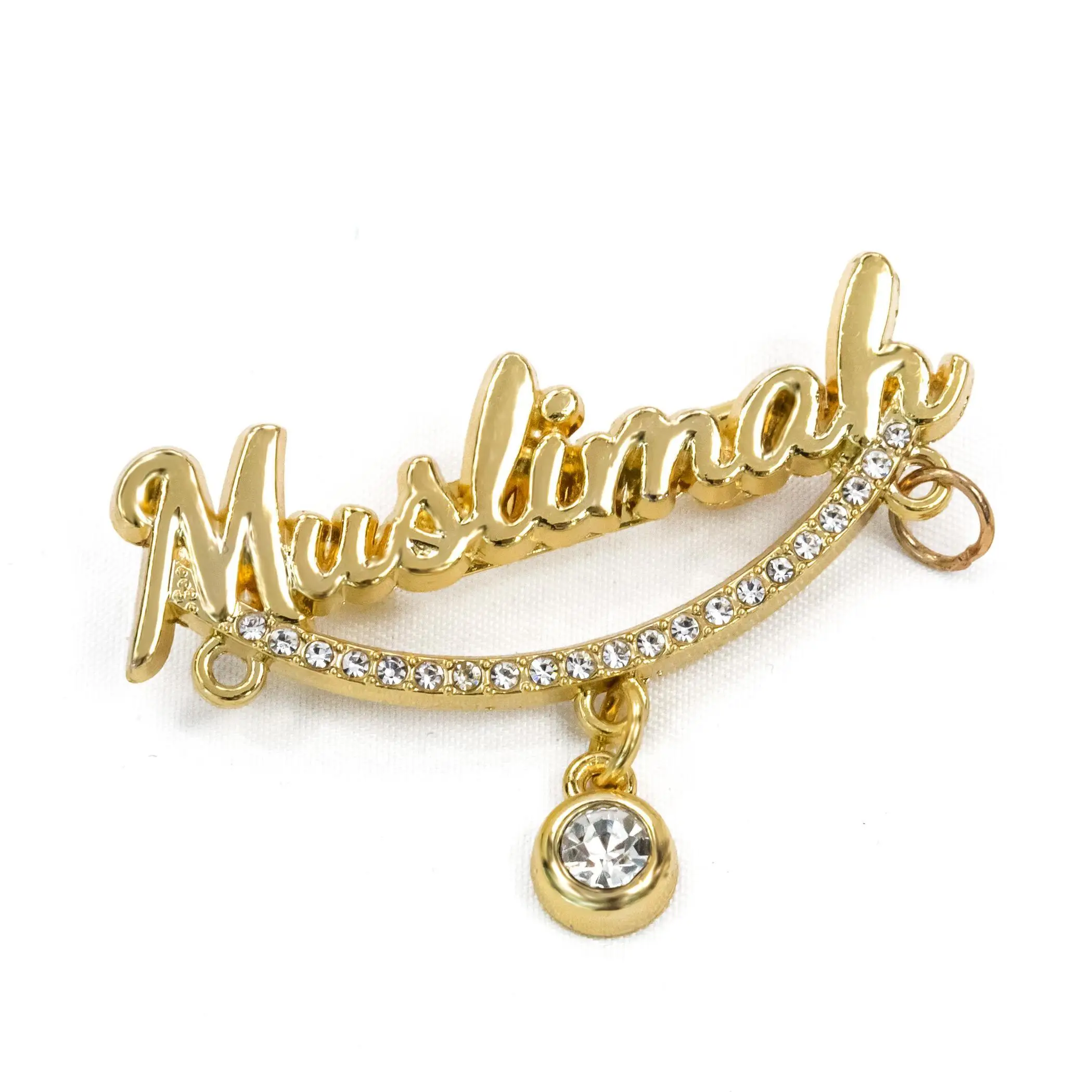 Wholesale Factory Luxury Custom Brand Women Letter Shape Rhinestone Pearl Word Pins Brooch Designer Metal Brooches