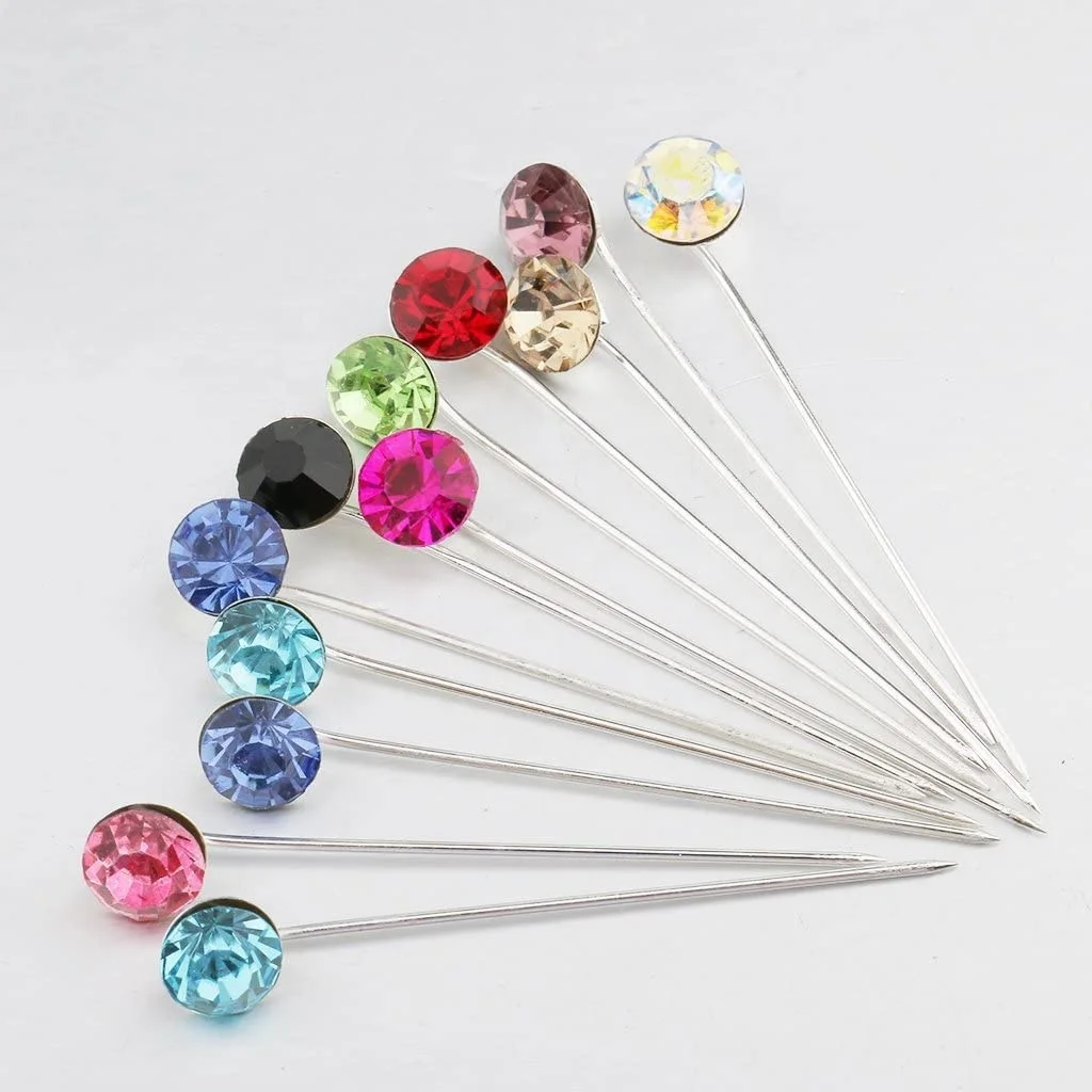 
Yiwu Factory Direct Supply Long Hijab Head Scarf Accessories Multi-use Crystal Safety Pins Brooch Needle Hijab Muslim 