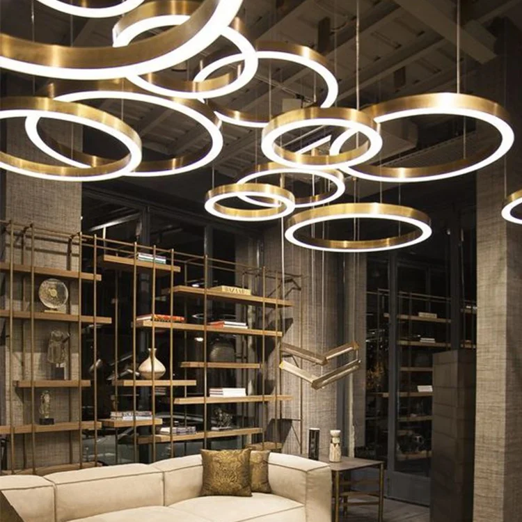  ETL SAA CE Modern Luxury Custom Design Chandelier Light Circle Round Ring Hanging Dimmable Circular LED Pendant