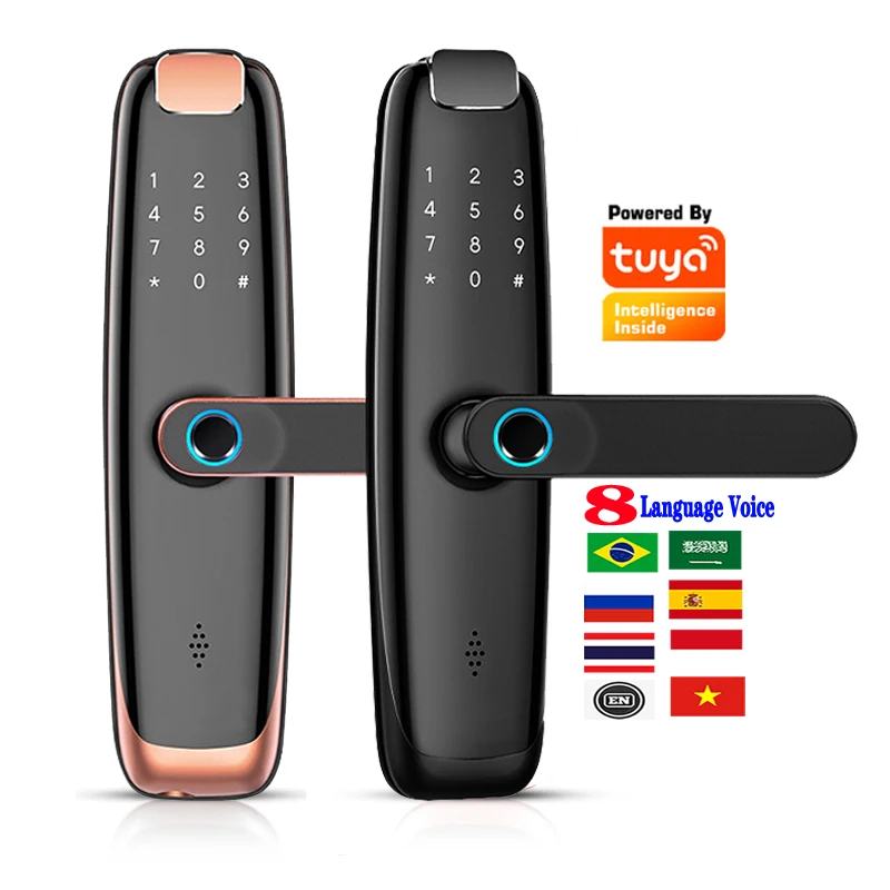 TUYA APP  8 Language Voice  WiFi Security Performance Waterproof Lock Wifi Digital Smart Door Lock
