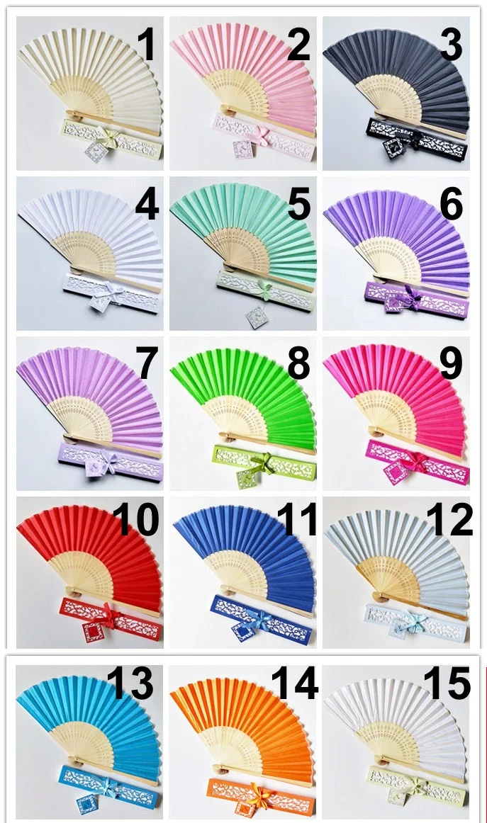 Custom Bamboo Craft Hand Fan Sale For Women White Black Pink Color Silk Wedding Fan Favor Personalized Bridal Baby Shower Gifts