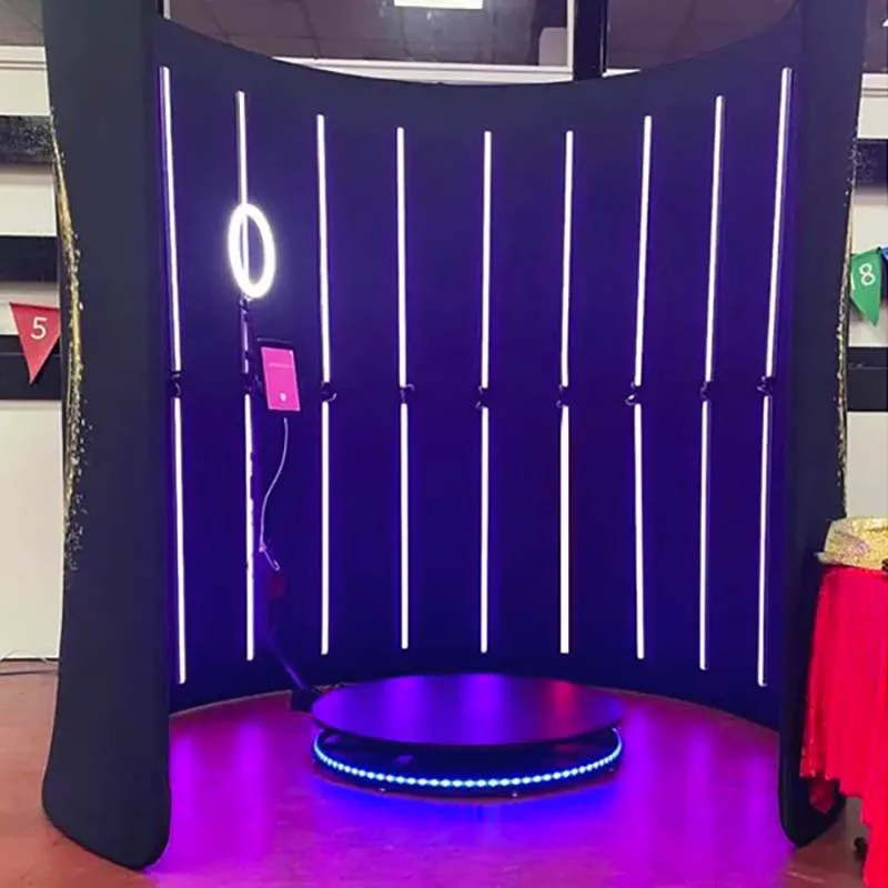 Dropshipping Custom Free Logo 360 Photo Booth with Automatic Fill Light Lamp Manual Door Camera Compatibility-Free Shipping