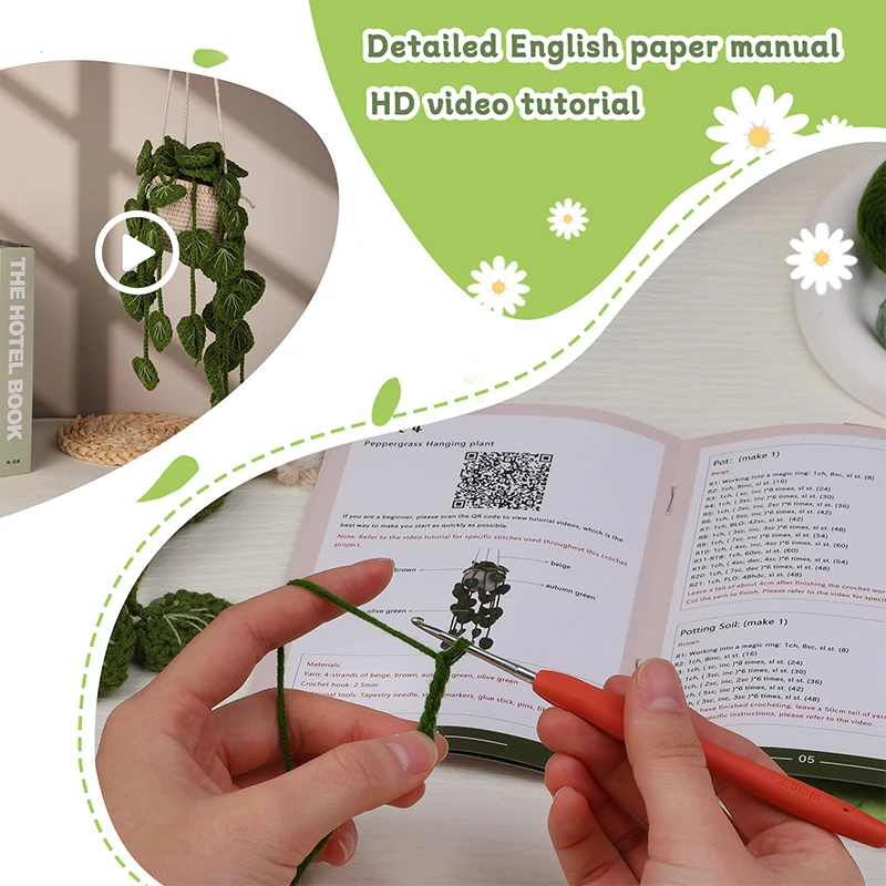 Home Decor DIY Handmade crochet hand made Hanging Plants Indoor Outdoor crochet plants