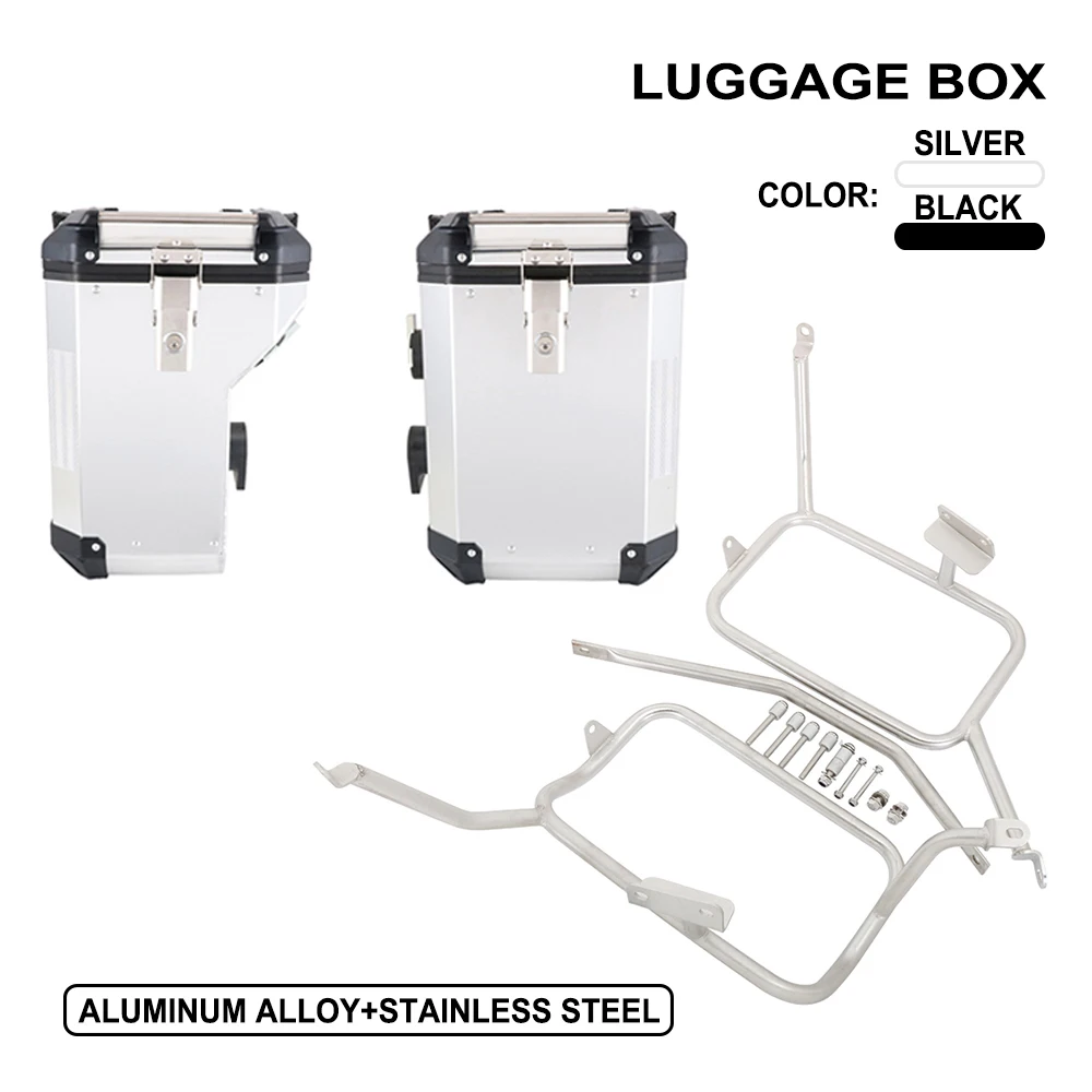 45L Motorcycle  Aluminum Alloy Storage Luggage Cases Side Pannier Box Motorcycle Side Case Waterproof Motorcycle Side Box