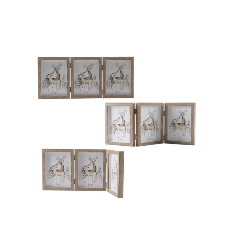 5x7 triple hinged picture shadow box 3 vertical opening mdf wood photo frame