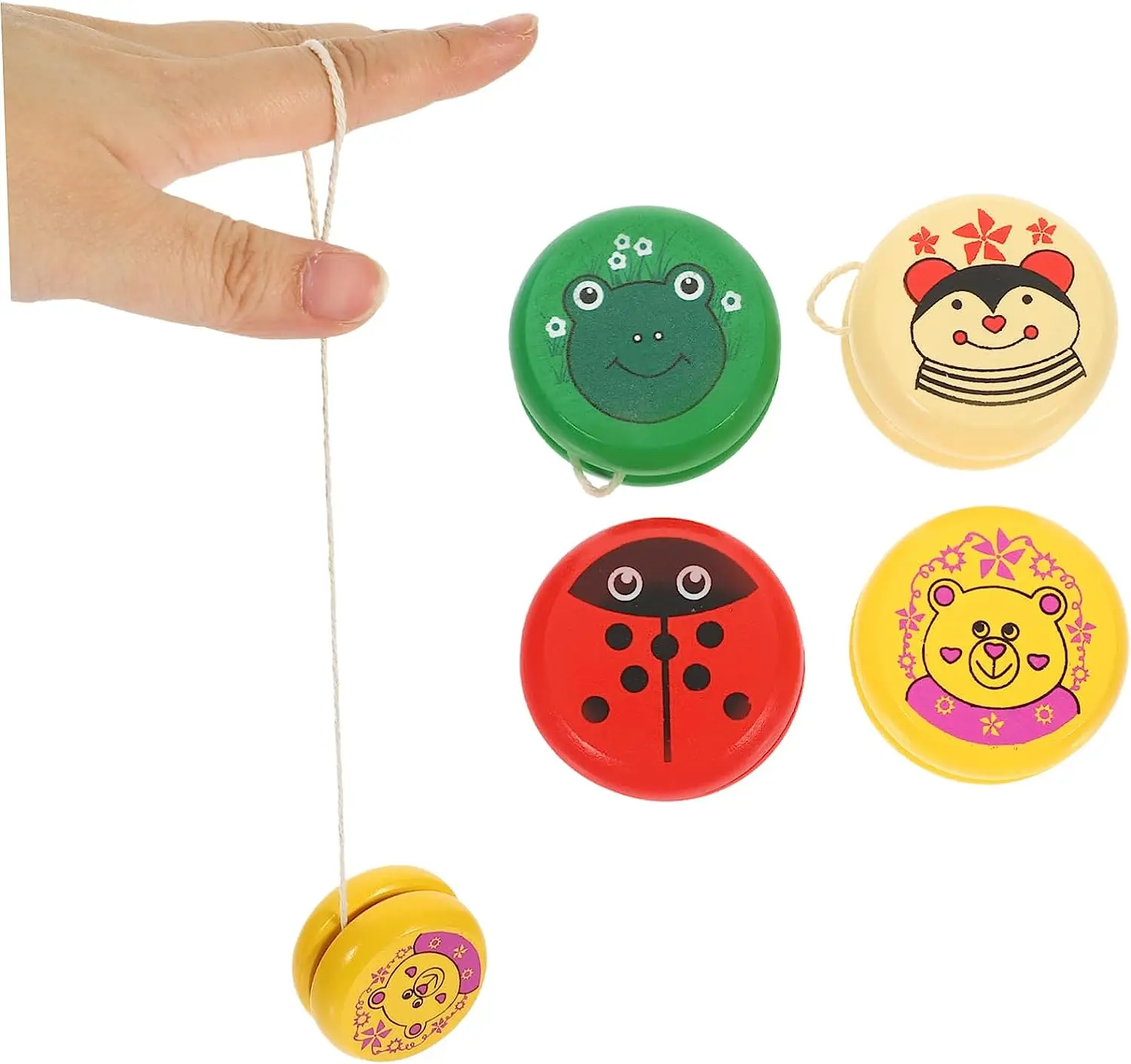Outdoor kids educational plaything mini cartoon montissori toys wooden craft yoyo ball for Christmas party favor gift