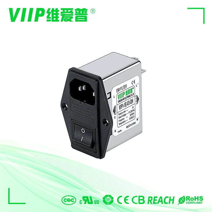 VIIP 3A Single-phase Power Filter EMI/RFI filter with plug in connector samples available