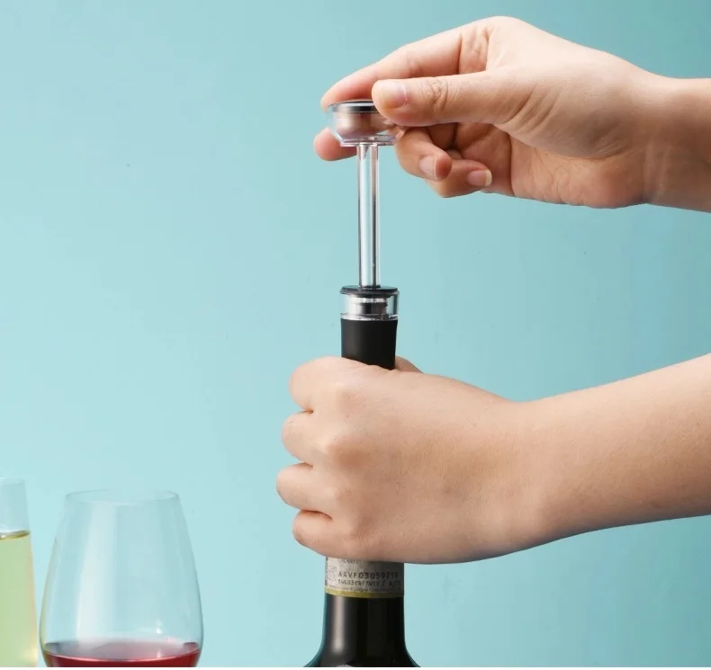 Accesorios de vino Tapon de vino Pull Rod Manual Manipulation Compact Easy Operate Keeping Fresh Vacuum Bottle Wine Stopper