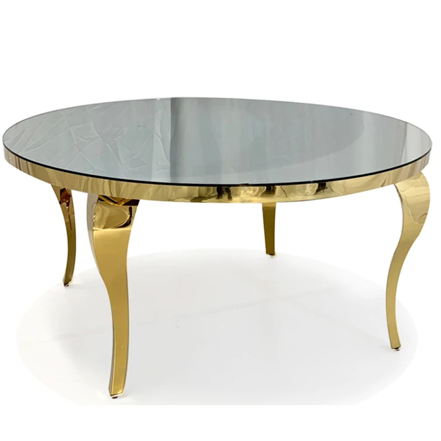 round serpentine feet metal frame dining table modern style