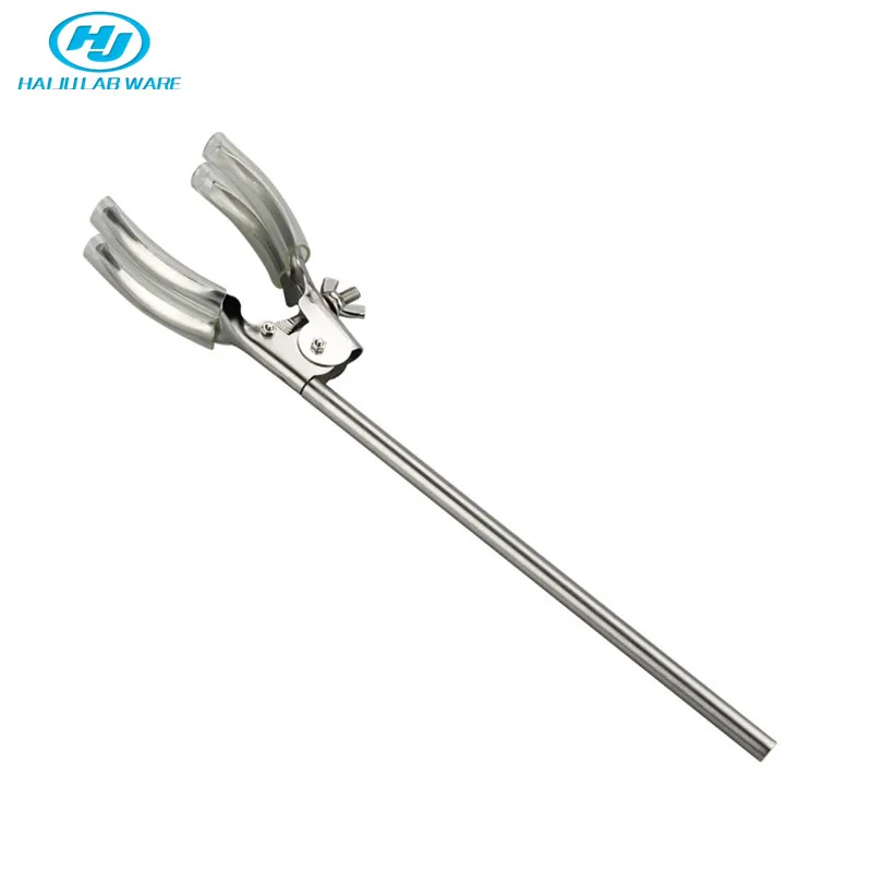 HAIJU LAB 4 Finger Stainless Steel Flask Clamp Laboratory Clamp for Condenser Stainless Steel Universal Condenser Clip