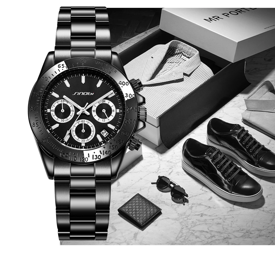 Sinobi Wristwatch with Calendar Branded Quartz Watches for Online Selection