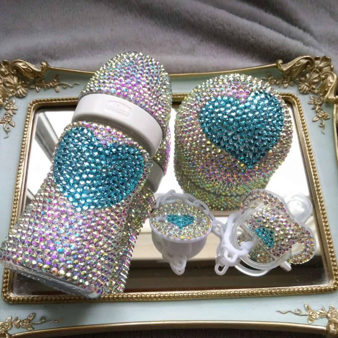 Baby Infant Glass BPA Free Milk Feeding Bottle With Diamond Crown Cup Cover Water Bottle