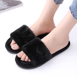 Women Winter Home Cotton Slippers Plush Soft Soled Warm Fluff Slides Lightweight Elderly Non-Slip Fur Slippers