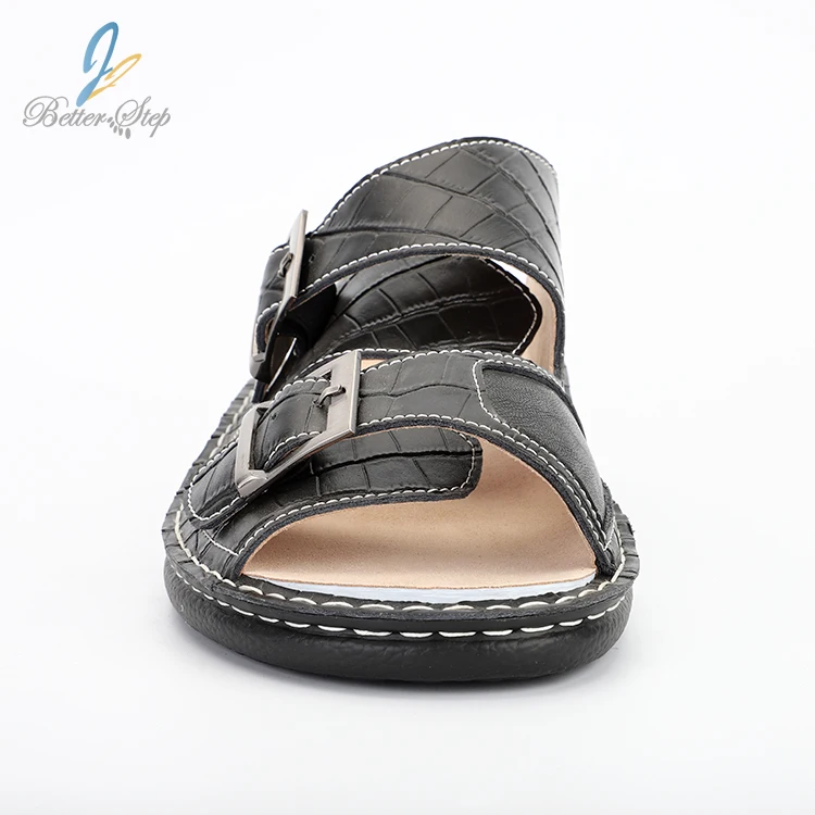 New Fashion Genuine Leather Arch Support Orthopedic Slippers  for men