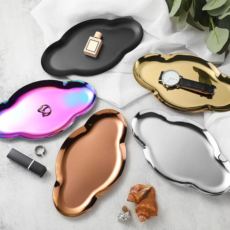 High Quality Luxury Stainless Steel Jewelry Storage Box Portable Decorative Tray Necklace Watch Display Metal Tray