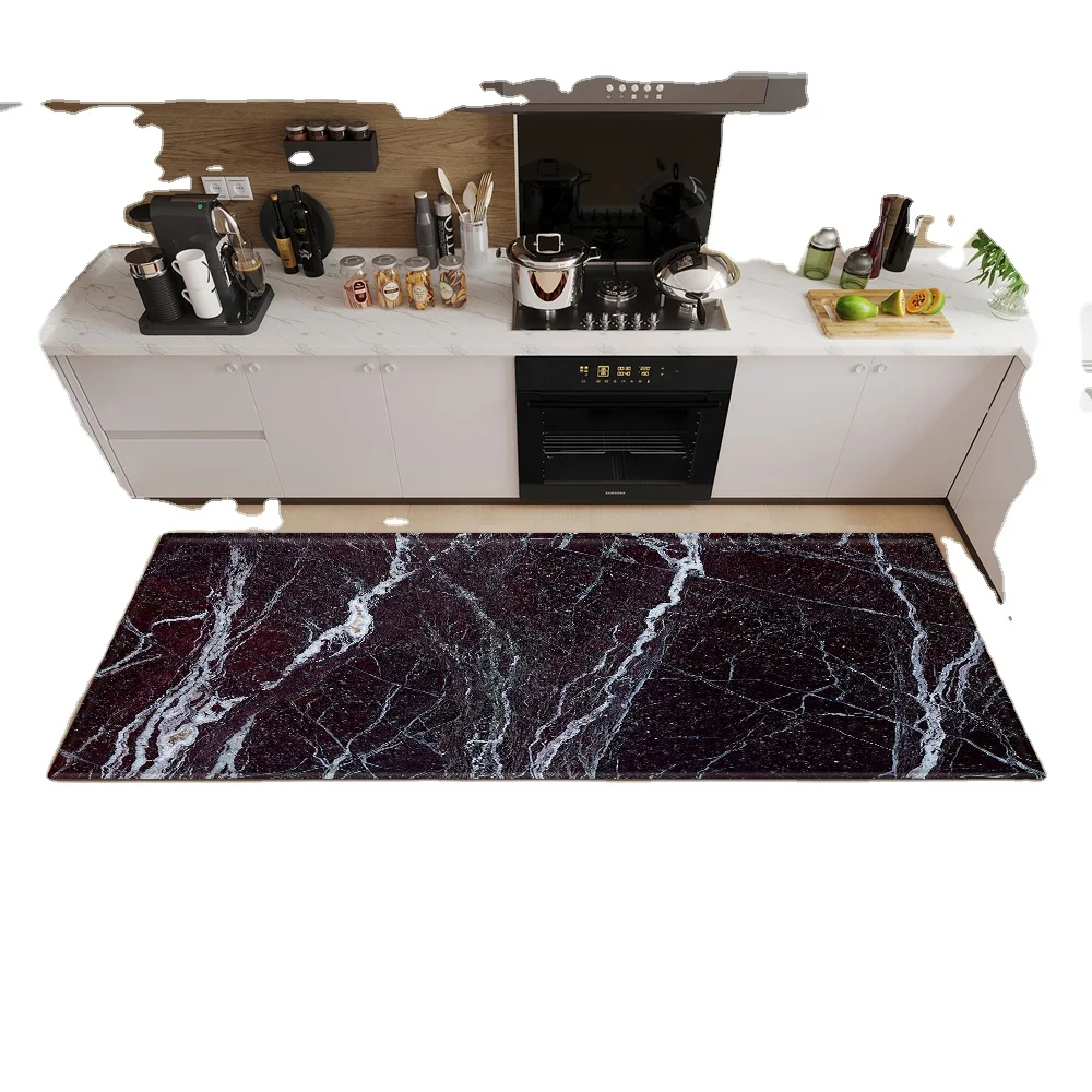 Kitchen Mat Home Bedroom Floor Hallway Doormat Area Rug Flower Print Entrance Non-Slip Floor Rug bathroom