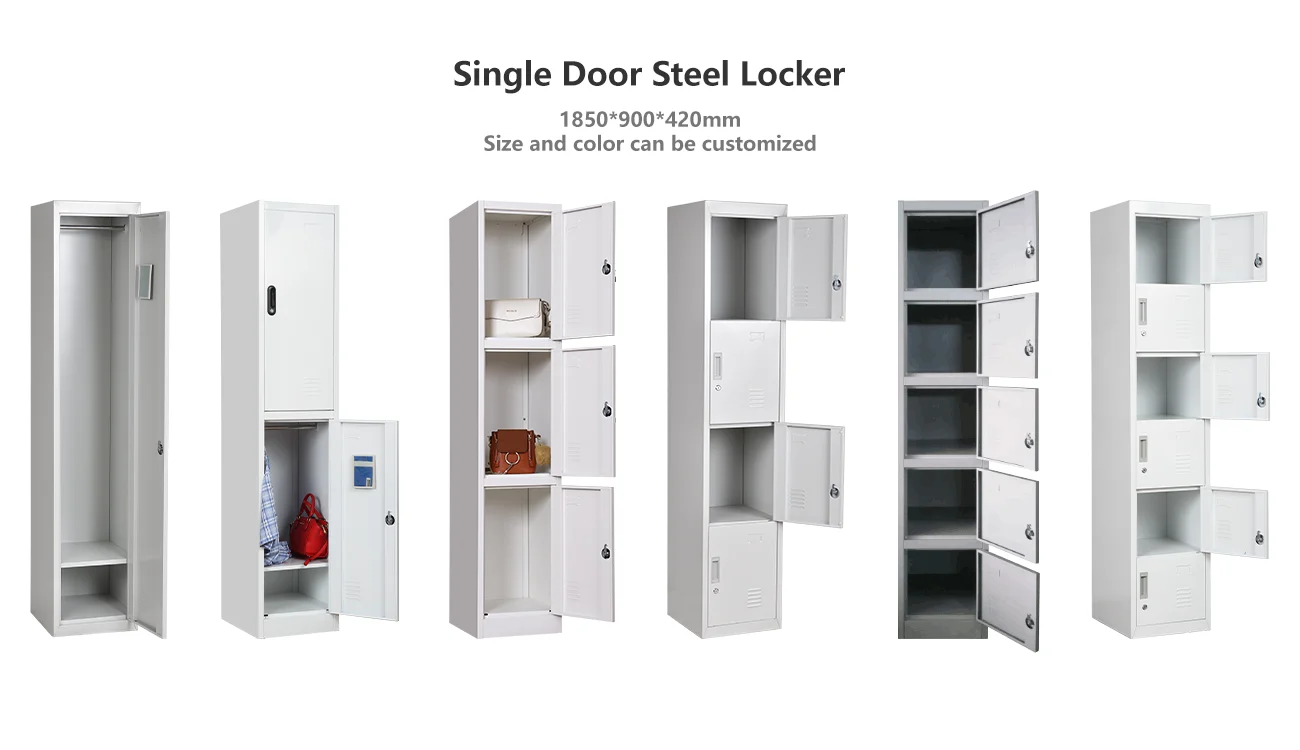 Modern different colour single door steel almirah designs wardrobe office cupboard