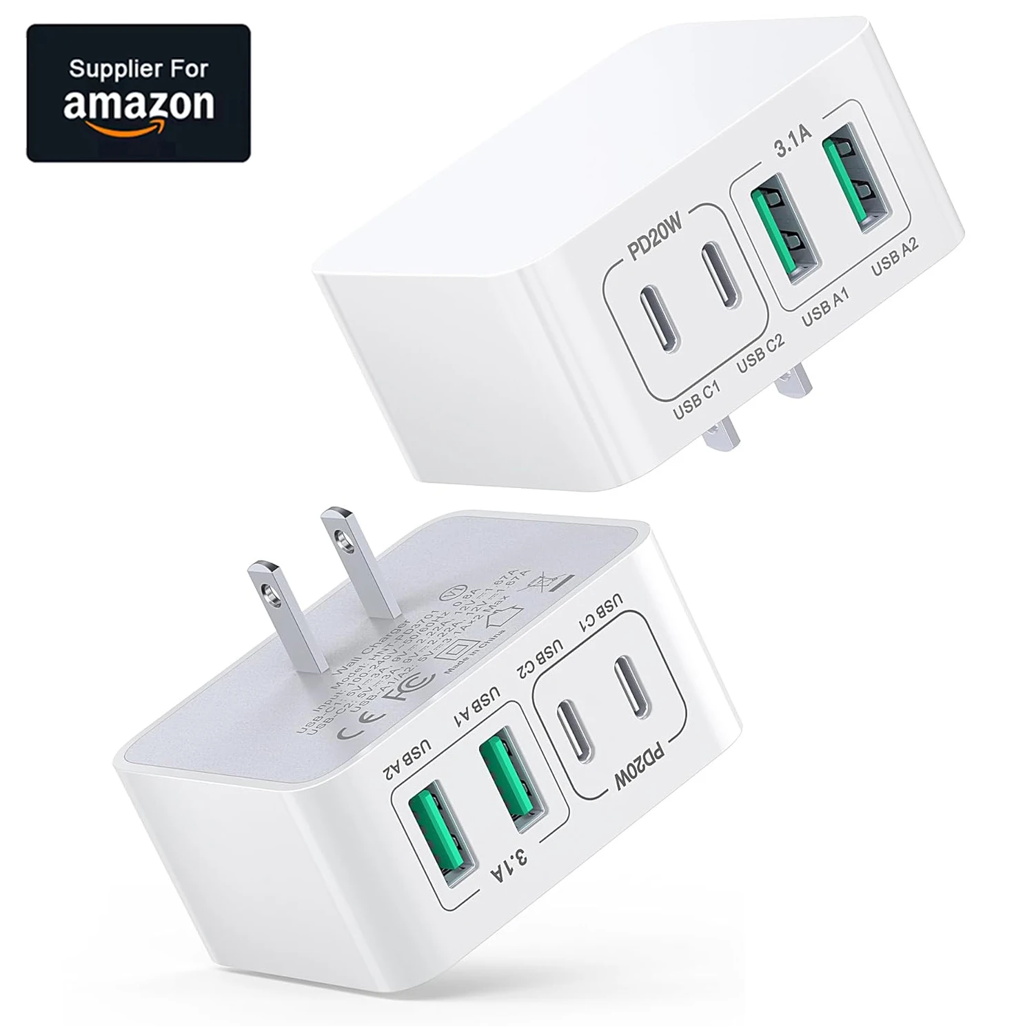 HYTO 2PD USB Fast Charging 40W Mobile Phone Charger 4 Ports Charger For iPhone 16 15 14 Samsung EU US Plug Phone Power Adapter