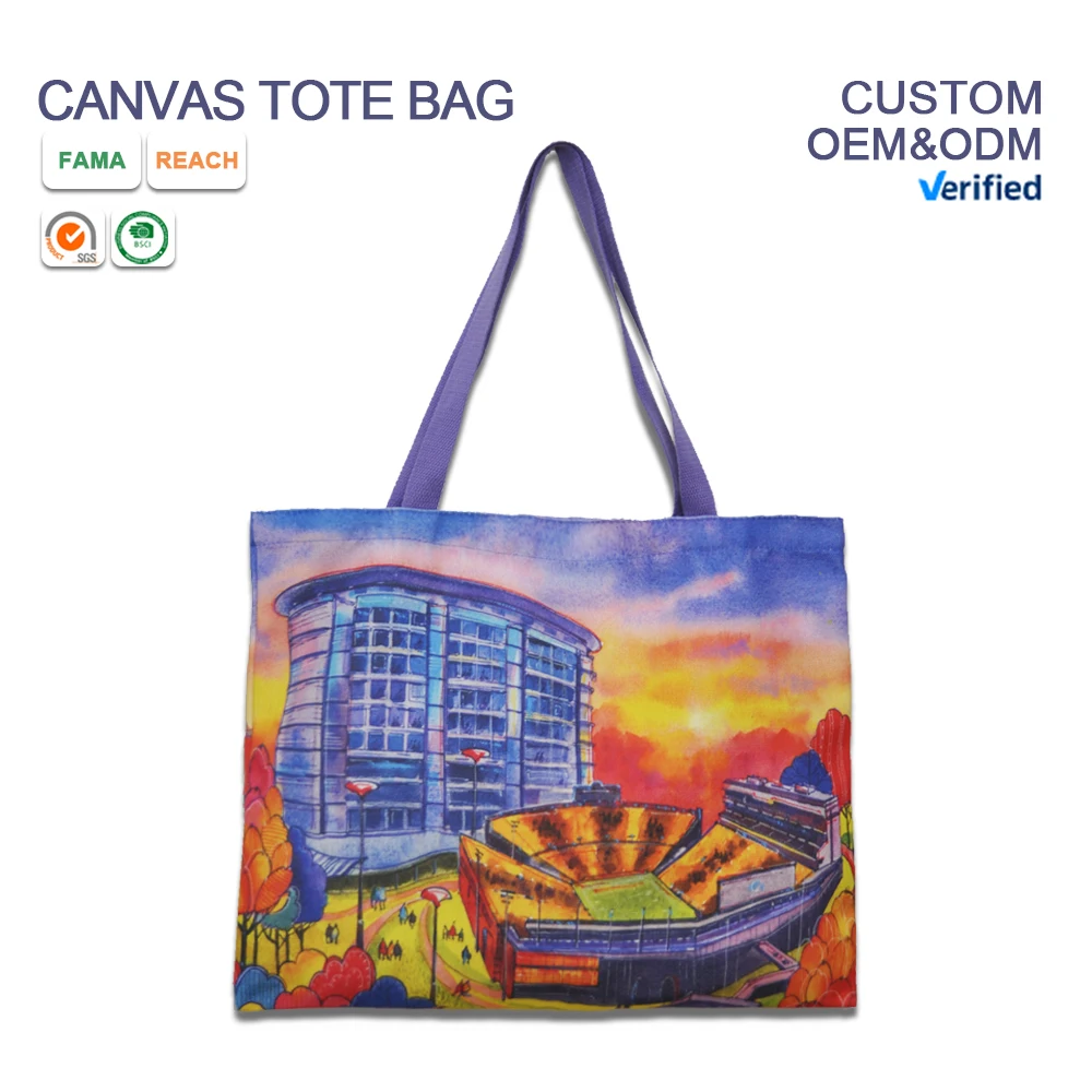 WZPKG OEM&ODM Custom Printed Recycle Plain Organic Cotton Canvas Tote Bag Large Reusable Canvas Cotton Shopping Bag With Logo