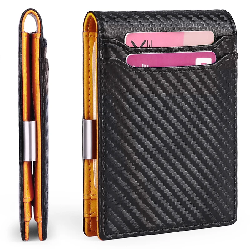 Mens Wallets Slim RFID Leather Front Pocket Wallet Dapper PU Leather Bifold Front Pocket Slim Wallet