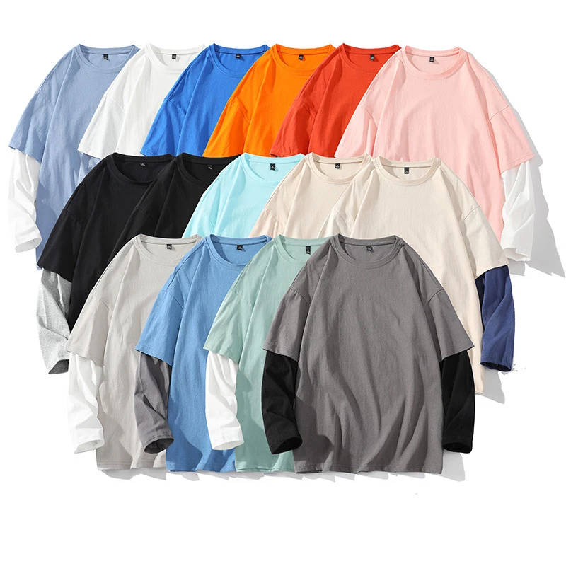 Изготовленная на заказ цифровая печать плотный пустой унисекс большеразмерная футболка двойной слой с длинным рукавом мужская