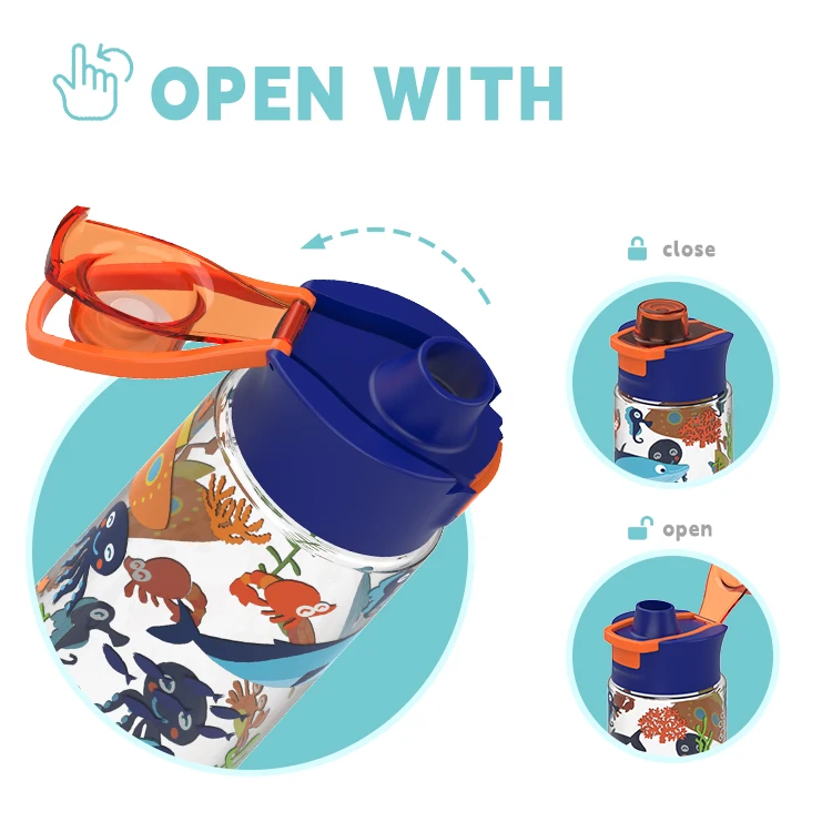 New Design Wholesale Custom Tritan Transparent Plastic Sports Water Bottles For Kids