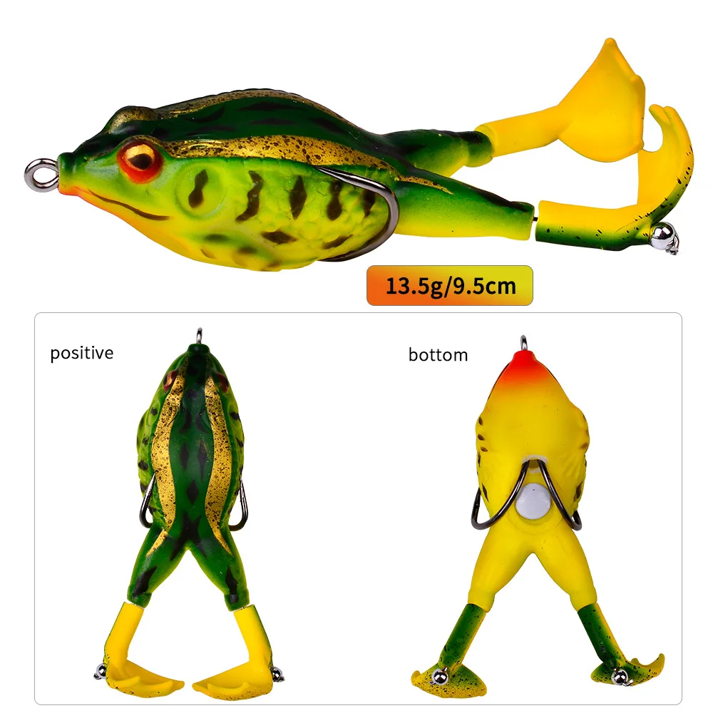 Wholesale Frog Topwater Soft Lure 12 Color Bionic Lure Spinning Double Propeller whopper Frog Lures Artificial Frog Soft Bait