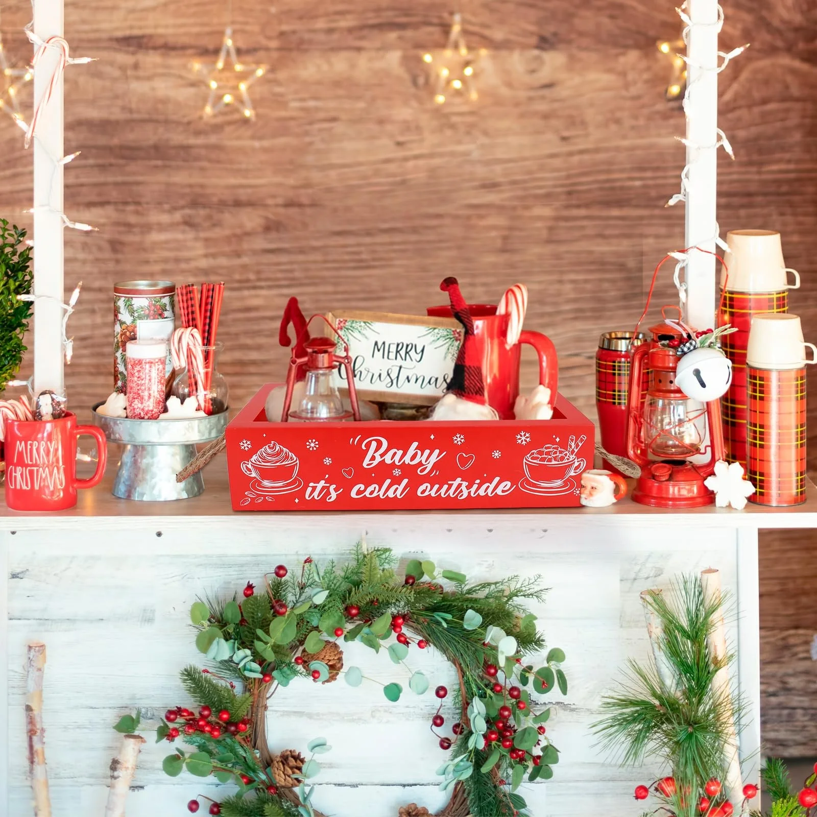 Custom hot-selling best Cacao wooden storage boxes decorated with magenta red for the Christmas holidays Christmas Wood Gift Box