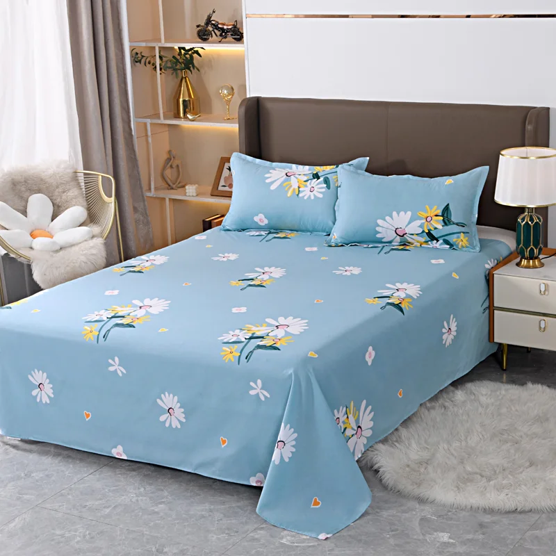 New Household Printing Flat Bed Sheet Pillowcase Wholesale Custom Right Angle Flat Sheet Set