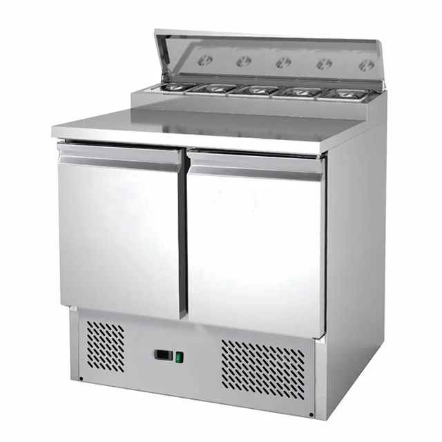 Refrigeration Equipment Bakery Counter Chiller Pizza Top 2 Solid Door 7 Drawers Counter Salad Table