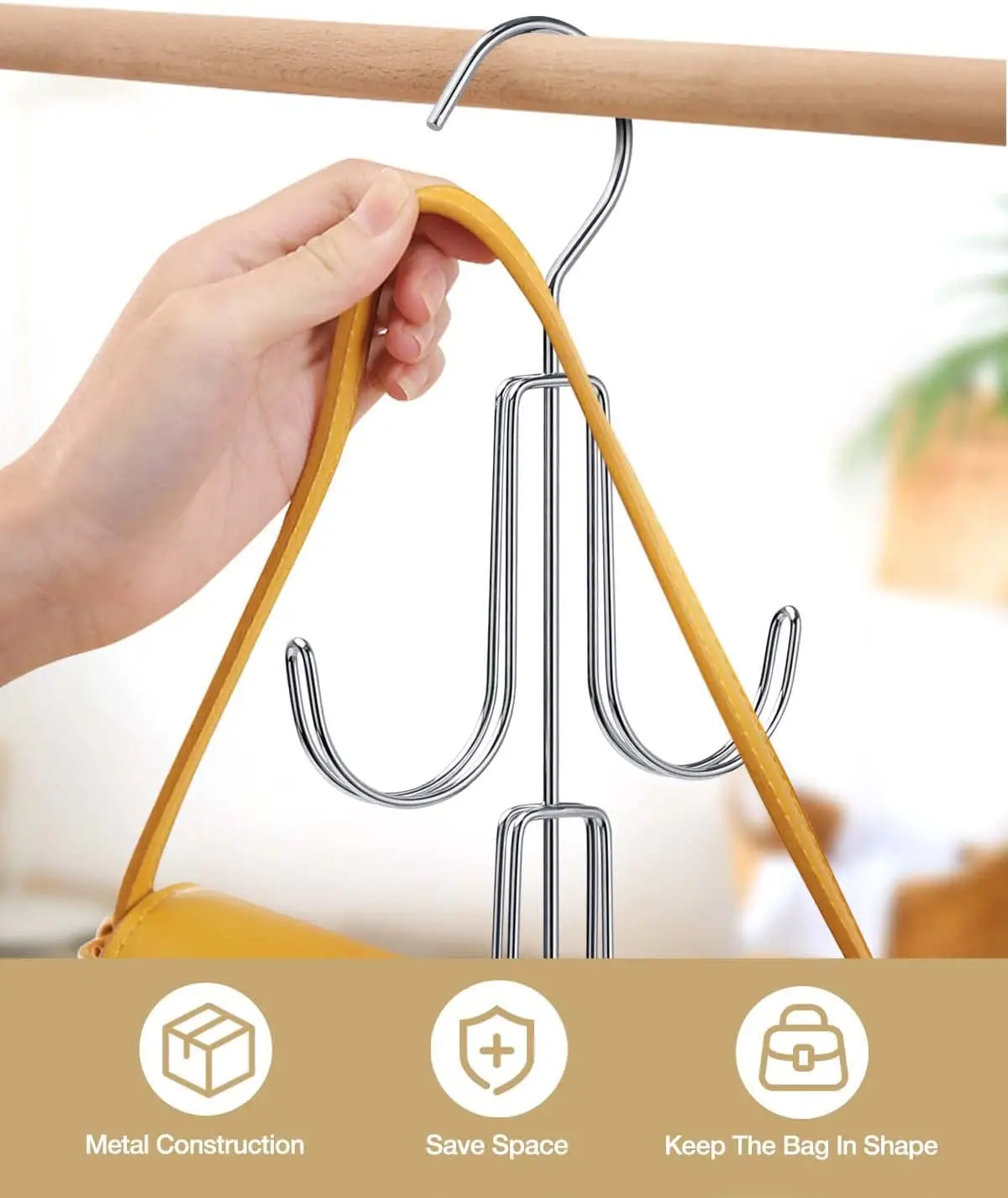 Multifunction useful metal high quality clothes hanger  bag hanger with chrome black colour