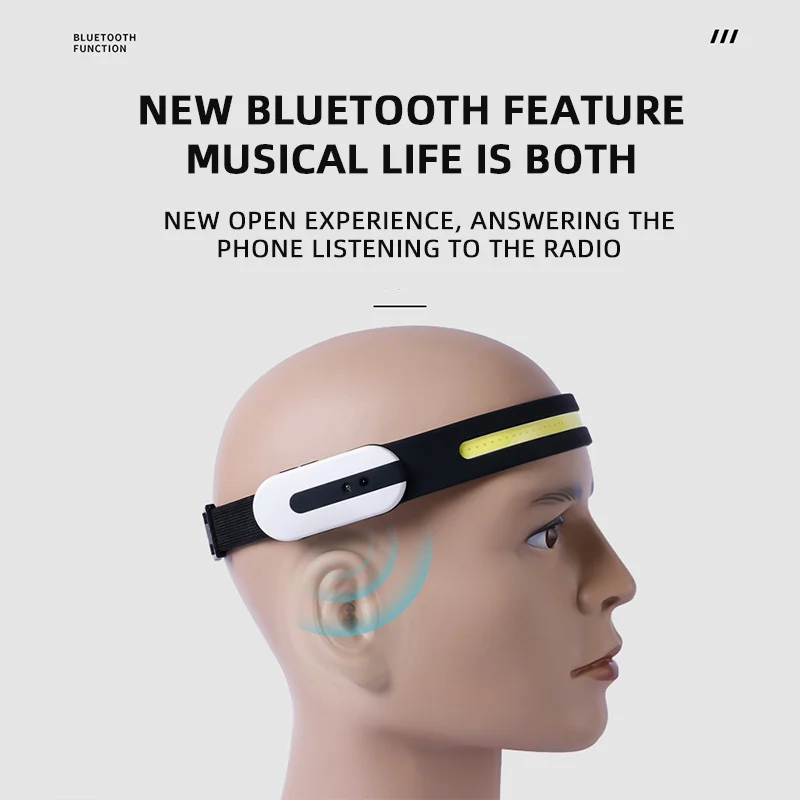 2023 New Bluetooth USB Rechargeable Motion Sensor headlamps 230 Wide Beam with Phone Music Speaker for Outdoor Running Camping