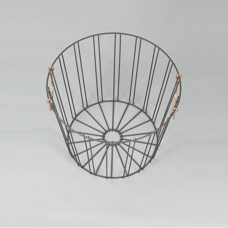 Wholesale Round household Metal stacking Basket with handle for sundries