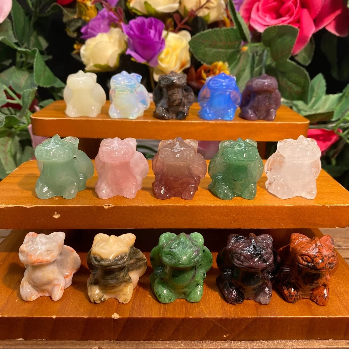 Natural Healing Crystal Engraving Dragon Hand Carved Gemstone Toothless Cartoon Animal Figure Home Decor Halloween Gift