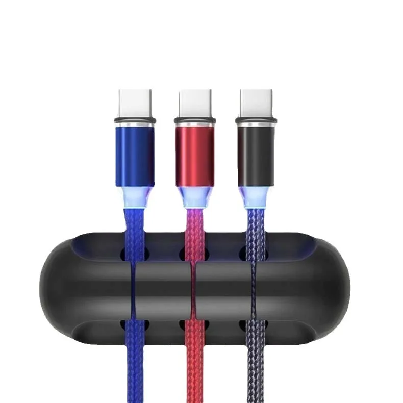 Silicone USB Cable Winder Desktop Organizer with Plastic Cable Management Clips for Mouse Keyboard Earphone Headset Other Cables