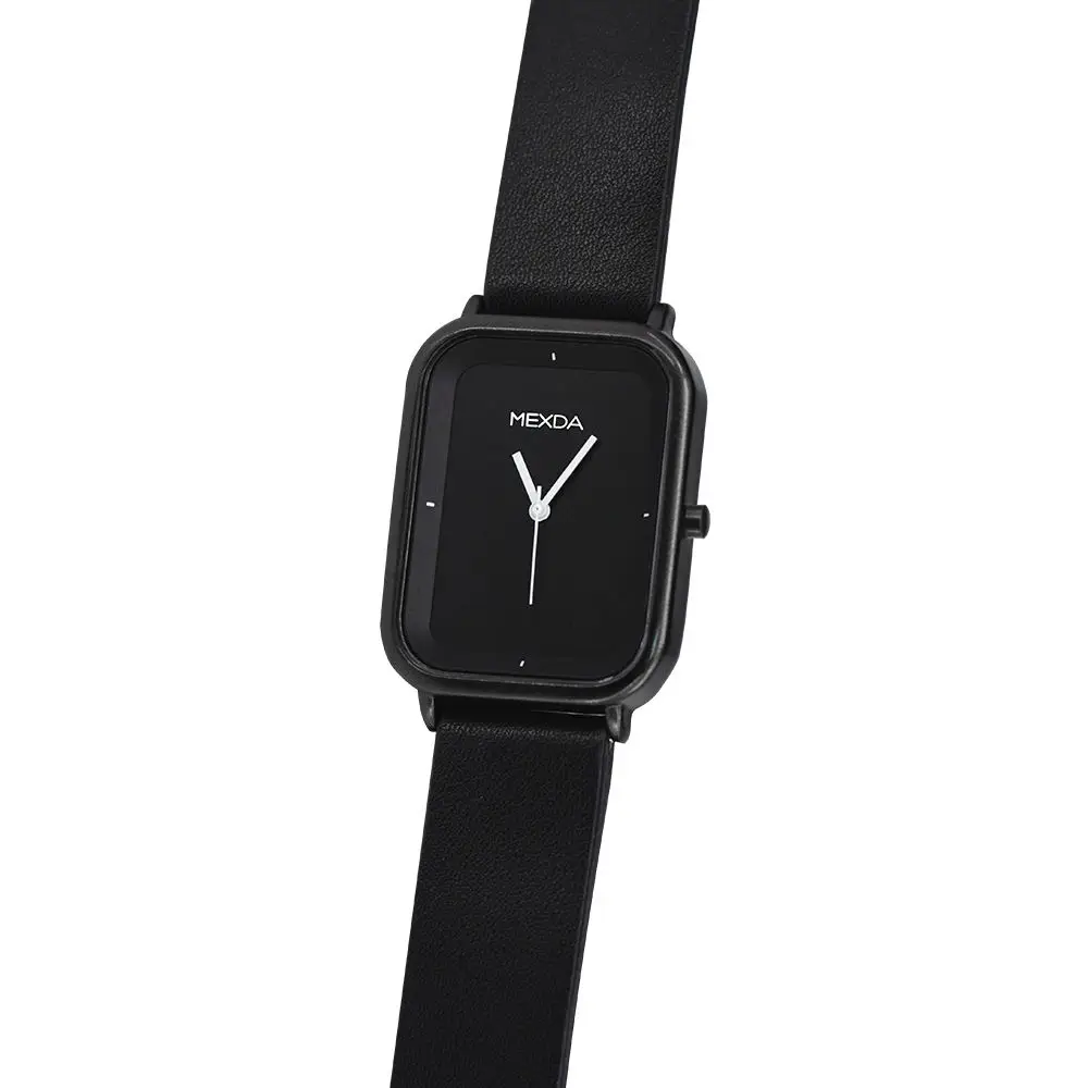 MEXDA OEM Alloy Watch for Couple Simple Design Mineral Crystal Rejos Men PU Leather Bracelet Watch Analogue Quartz Movement