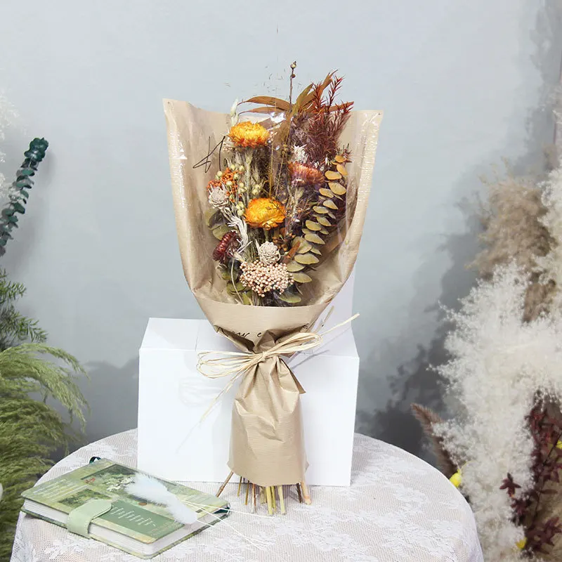 E324 Wholesale Price Dried Flowers Bouquet Dry Flower Valentine Decoration Dried Flower Bouquet
