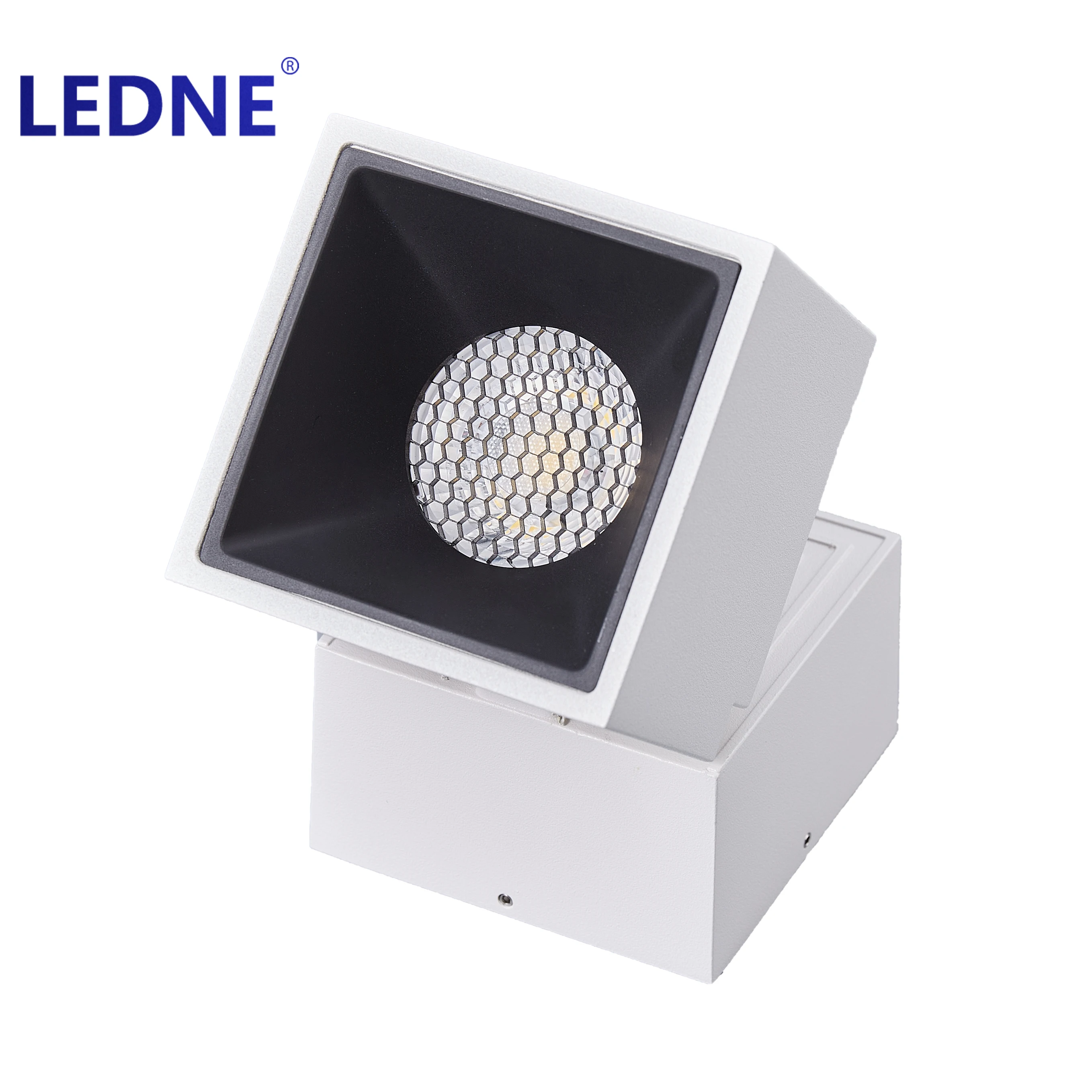 LED Surface-mounted square folding spotlights for home use without openings, adjustable angle honeycomb anti-glare downlights