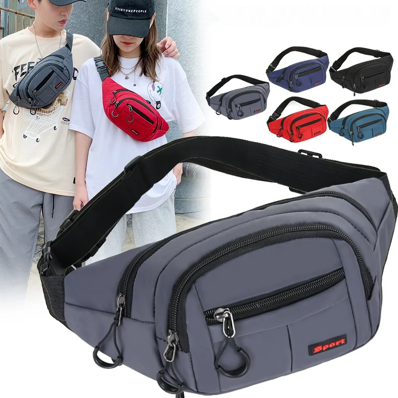 Custom logo Wholesale Fashion Adjustable Belt Travel Sport Unisex Canvas Fanny Pack Waist Bag