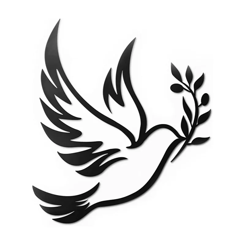 Custom Manufacturer Bird of Peace Olive Branch Metal Wall Art Olive Branches Peace Black Outline White Bird Metal Wall Decor