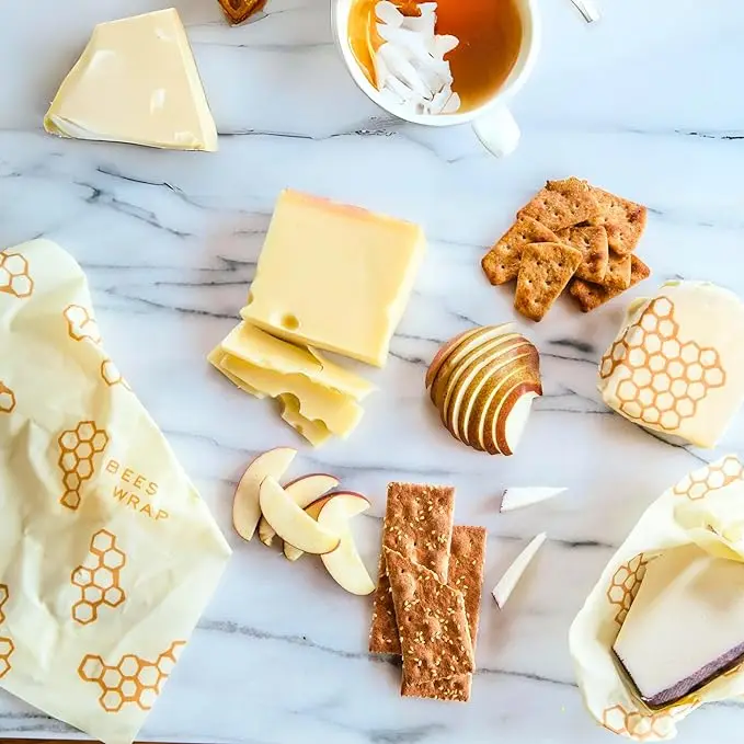 Natural Reusable Beeswax Food Wraps beeswax wraps 3pack beeswax food wrap reusable custom printed