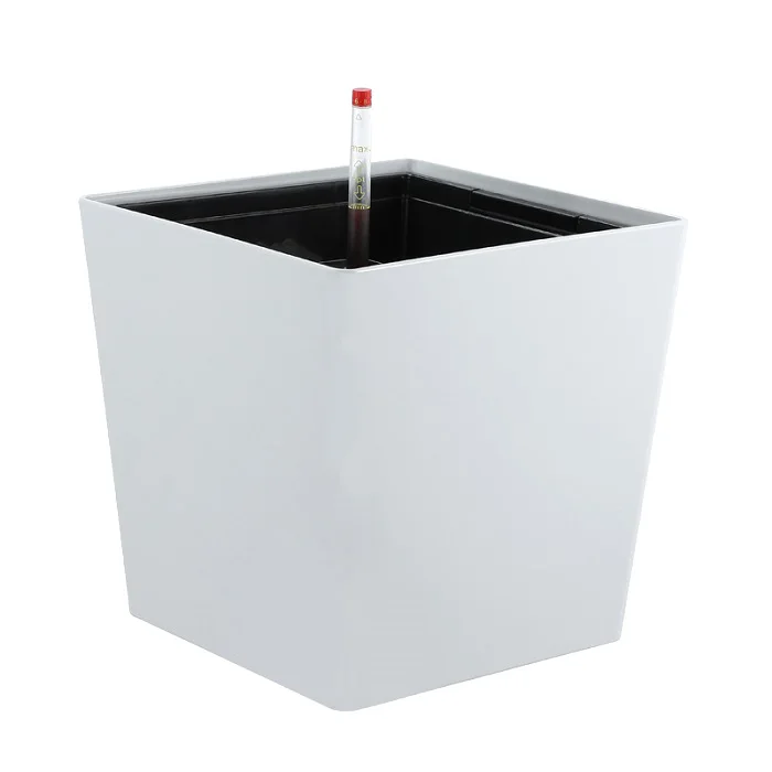 BRICE 12-inch Large Planter Box Self Watering Plastic Flower Pots Distribution White Color
