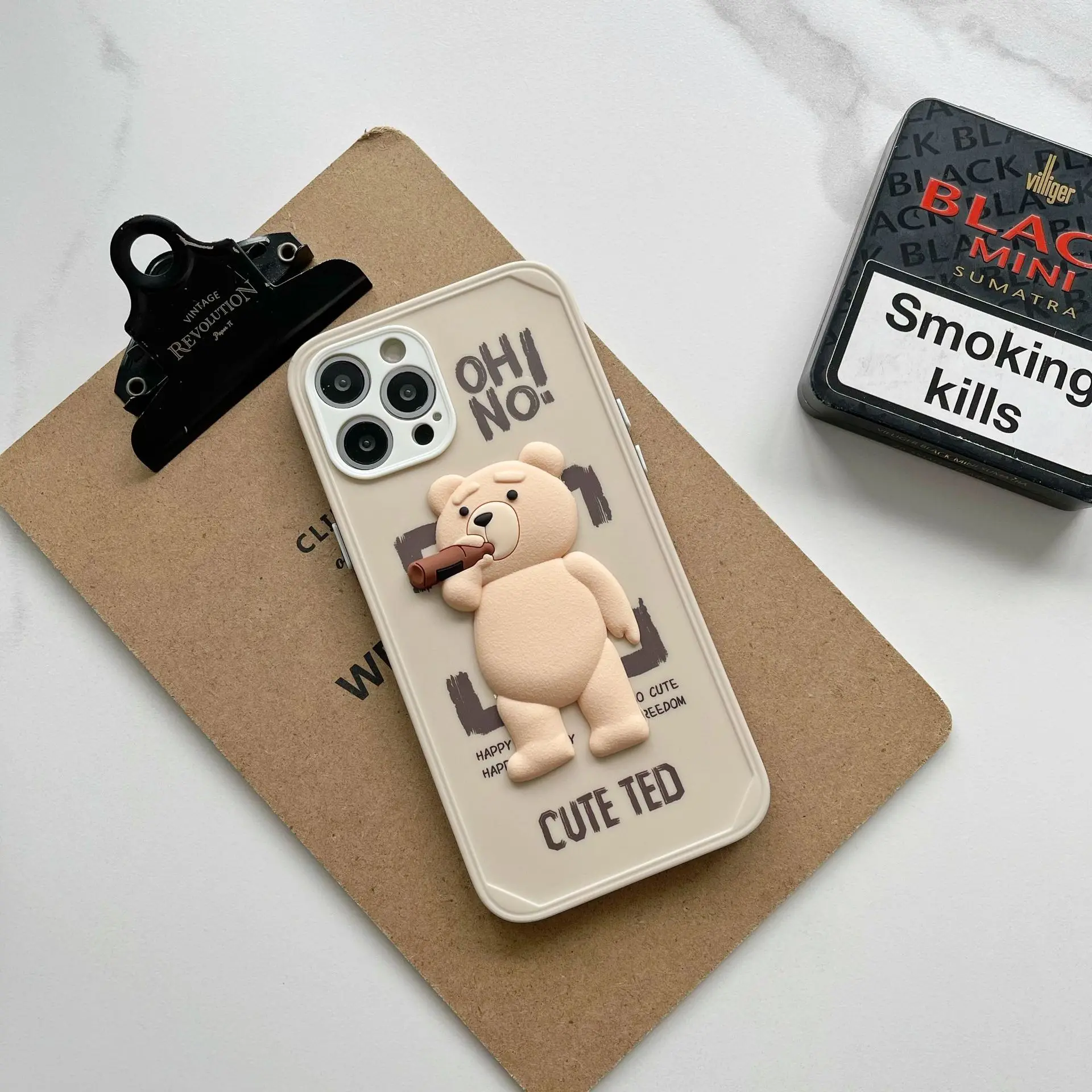Hot Sale 3D Cartoon Drinking Beer Ted Bear Style Phone Case for iPhone 13 Cute Creative Cover for iPhone 12/11/7/8/XS/X/XR/MAX