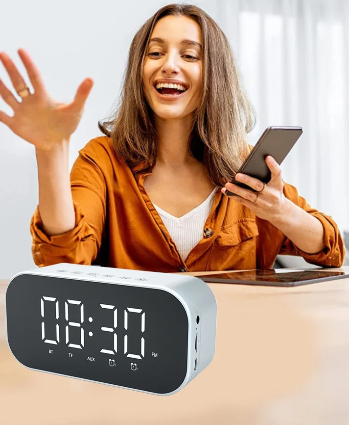 custom Timing and Bluetooth speaker multi-functional desk table clock digital led music player