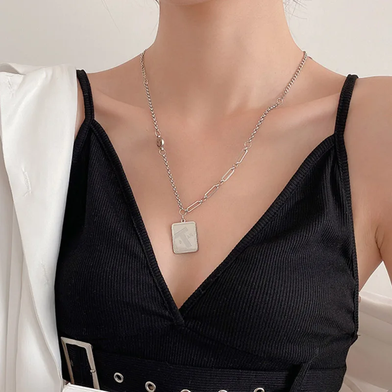 
ins new titanium steel necklace personality clavicle chain fashion simple letter necklace 
