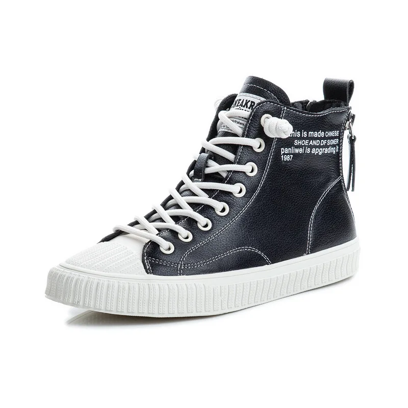 Latest White And Black Lady Genuine Cow Leather Casual Shoes Fashionable Ankle Flat Boots For Women