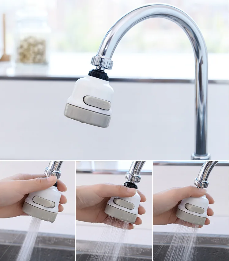 C283 360 Degree Rotatable Spray Head Tap Durable Faucet Filter Nozzle 3 Modes Water Saving Kitchen Bathroom Shower Sprayer Head